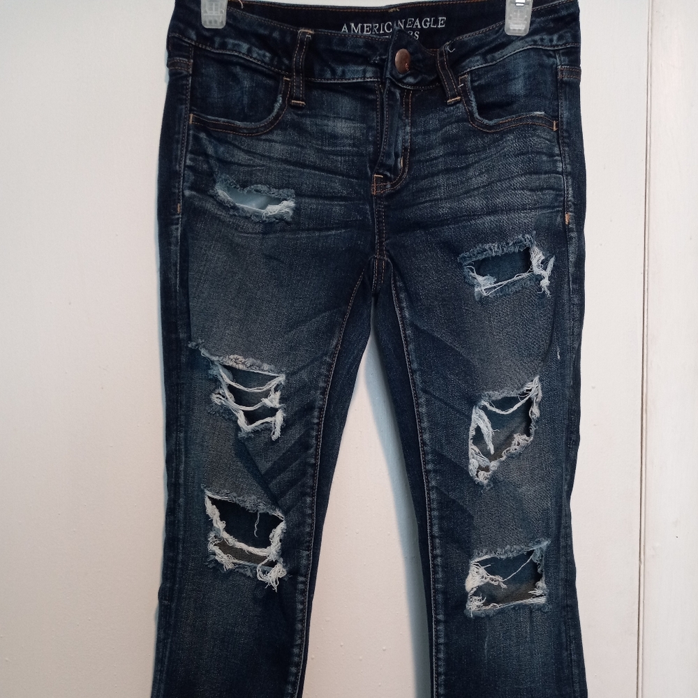 American Eagle superlow super stretch jegging size 8 regular dark blue denim